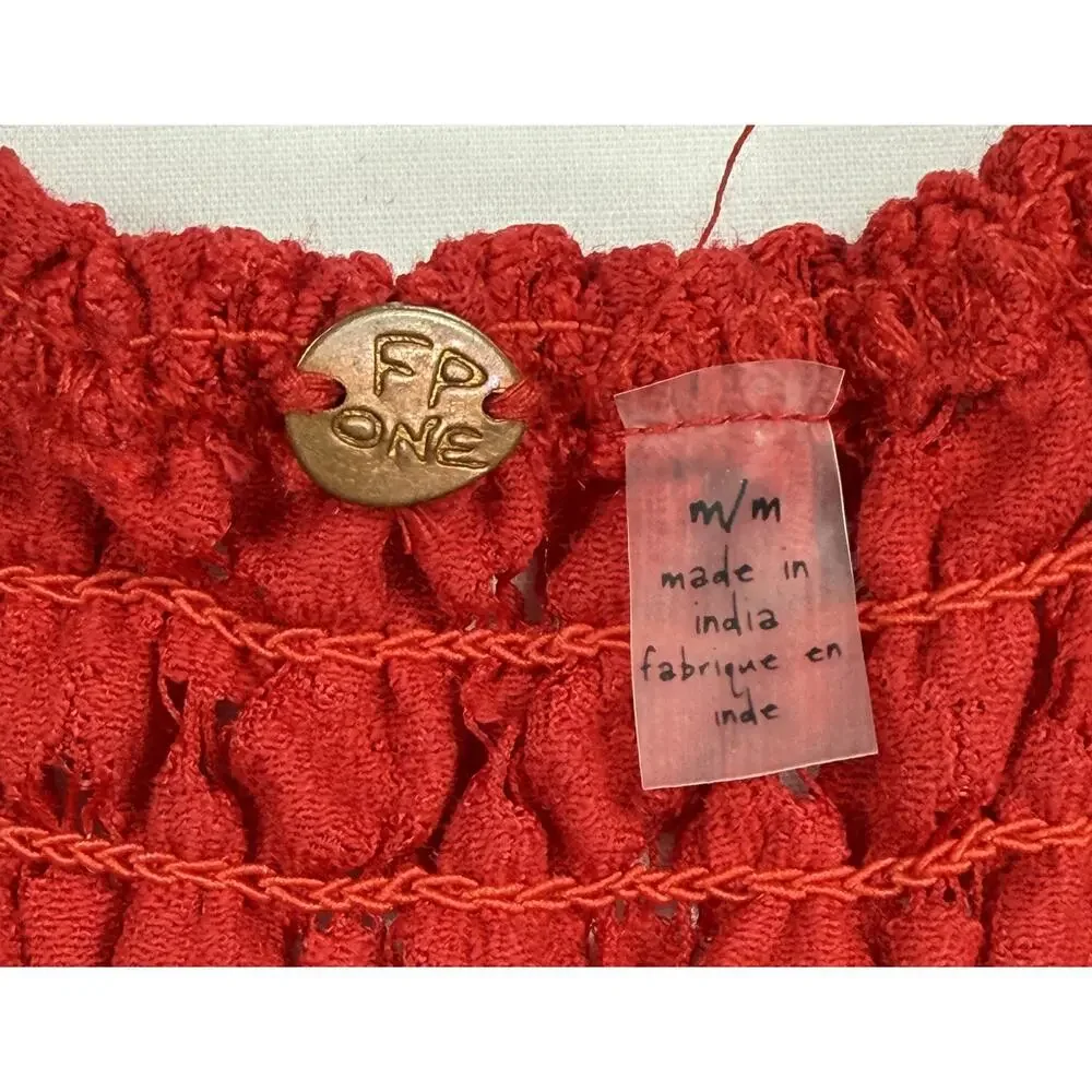 Free People NWT Adella Maxi Slip Dress Sz M Sleeveless Boho Crochet Lace Red - Picture 3 of 12